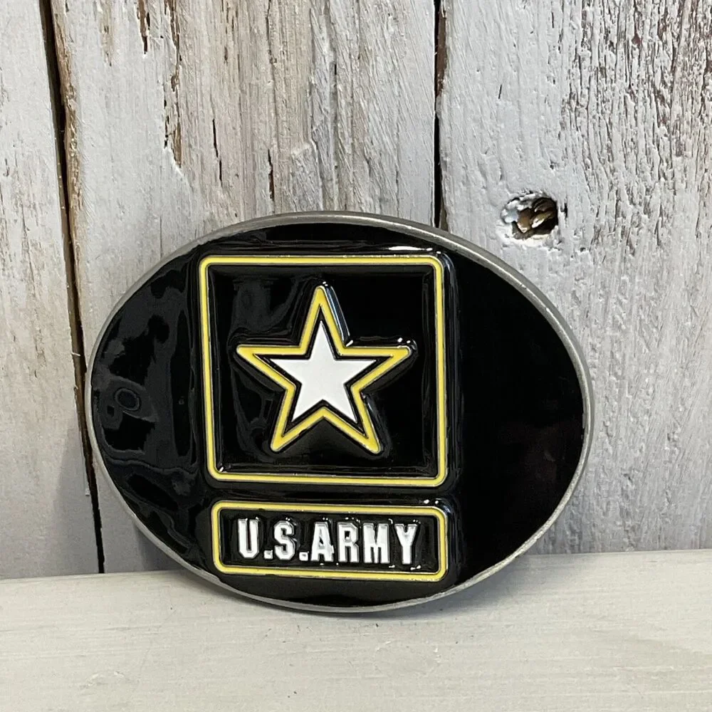 Siskiyou US Army Belt Buckle Mens Black‎ Enamel Military Pewter